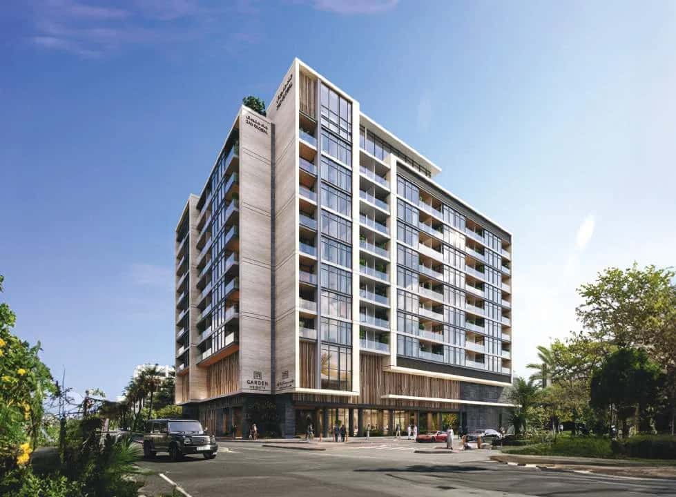 171 Garden Heights residential tower in Jumeirah Garden City, Dubai, with infinity pool deck and furnished apartments