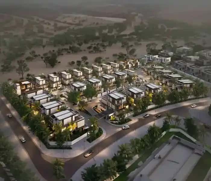 Lua Residences villa exterior with private pool in Meydan District 11, Dubai