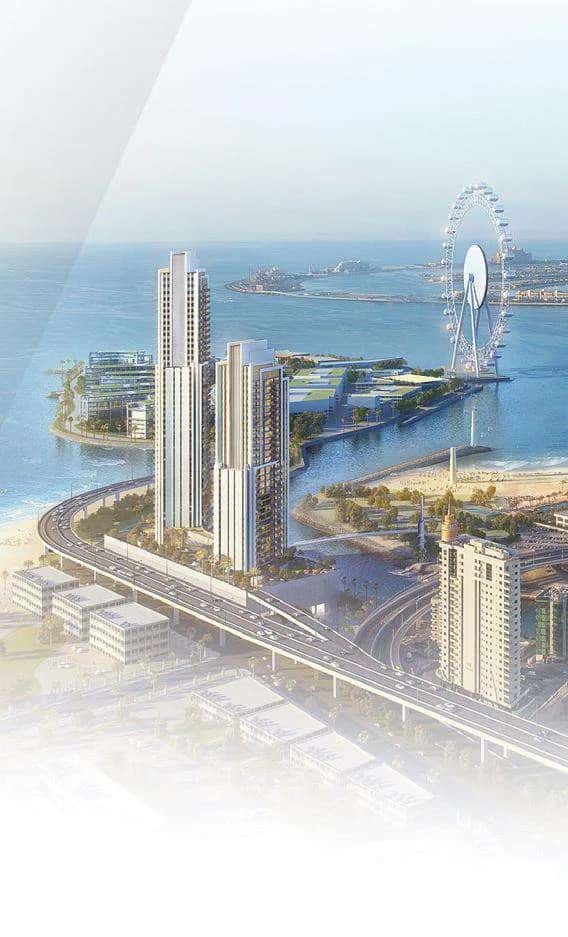 52 42 twin towers by Emaar rising above Dubai Marina waterfront with Arabian Sea views