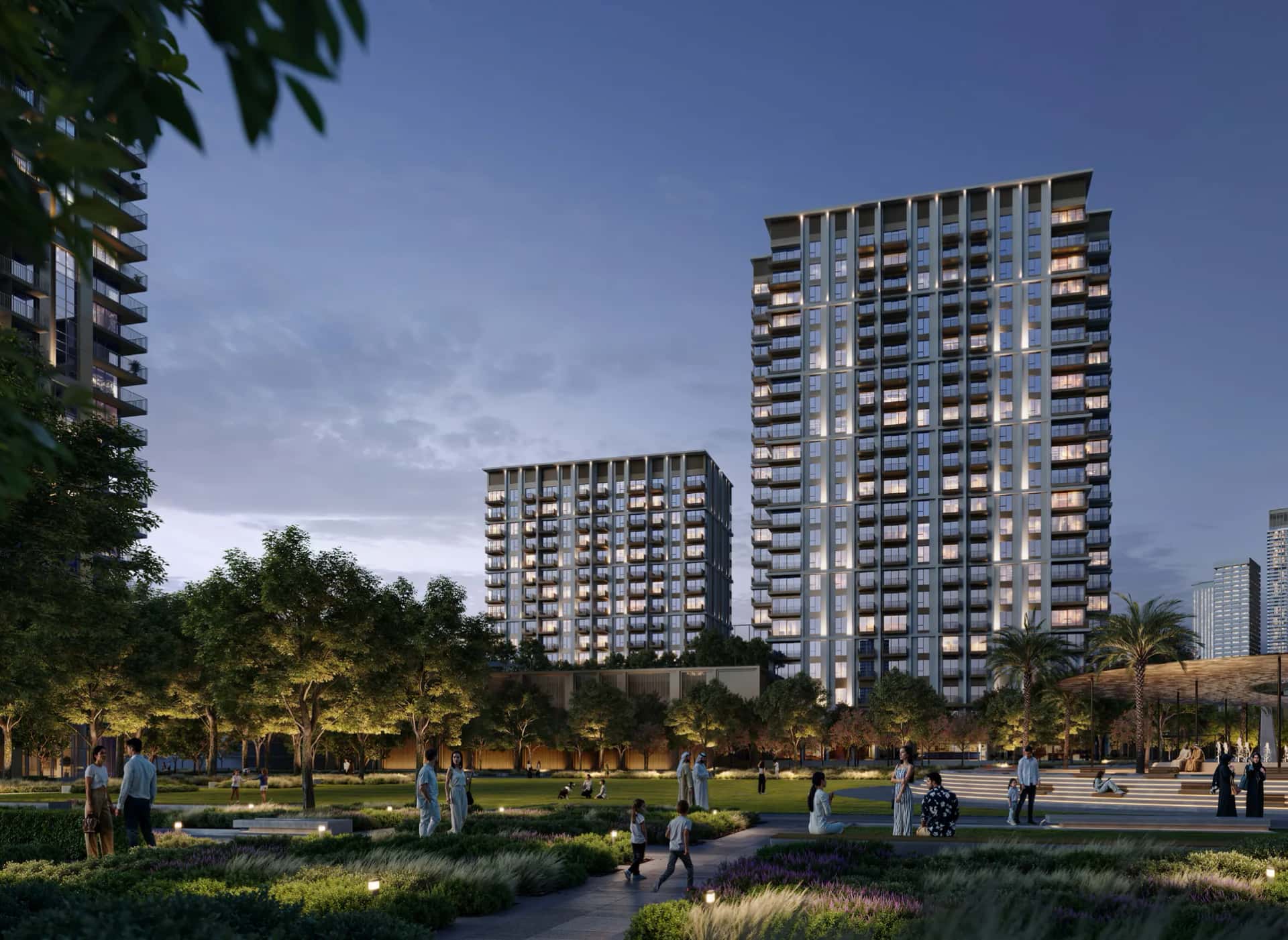 Altus towers by Emaar in Dubai Creek Harbour — two residential towers with creek and Downtown Dubai views
