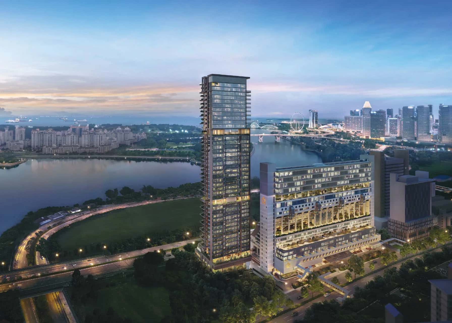 Aurea residential tower rendering in Mina Rashid, Dubai