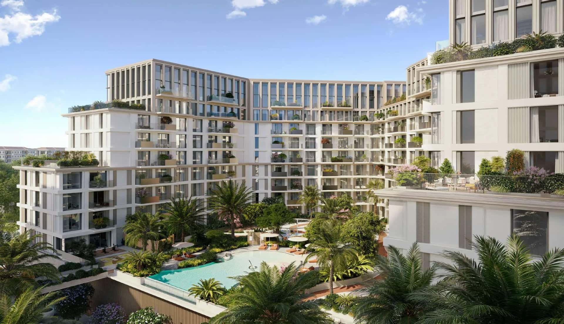 Avenew 888 residential building facade with modular balconies in Dubai South Residential District