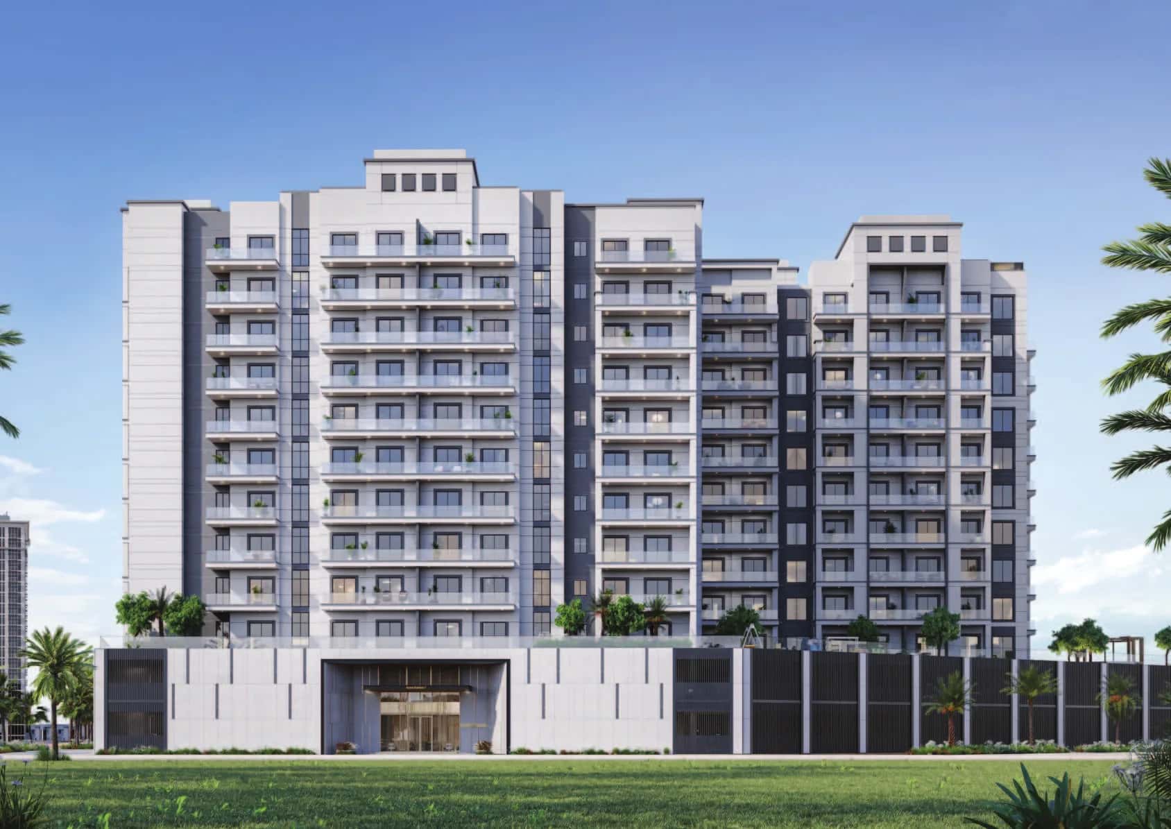 Avenue Residence 7 by NABNI tower exterior in Al Furjan, Dubai