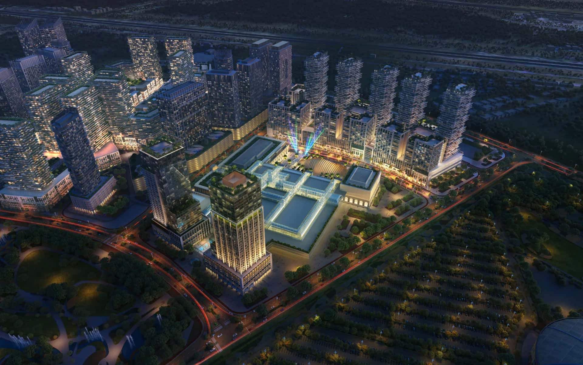 Azizi Milan residential tower facade in City of Arabia, Dubai