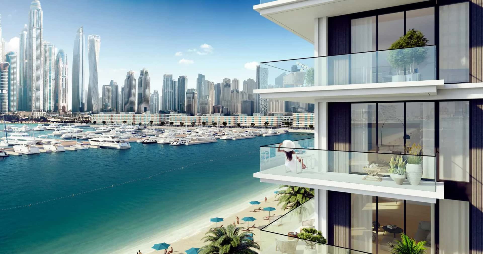 Beach Mansion twin towers on Emaar Beachfront island overlooking the Arabian Gulf