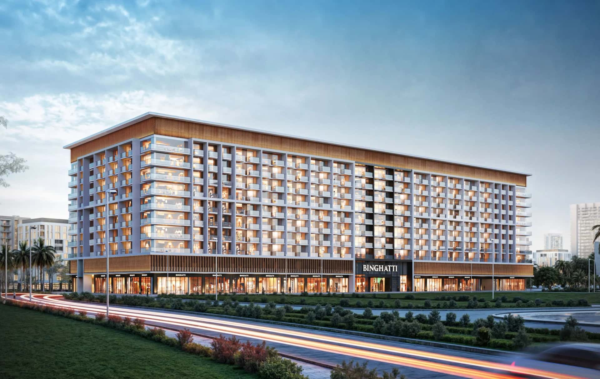Binghatti Phoenix residential tower exterior in Jumeirah Village Circle, Dubai
