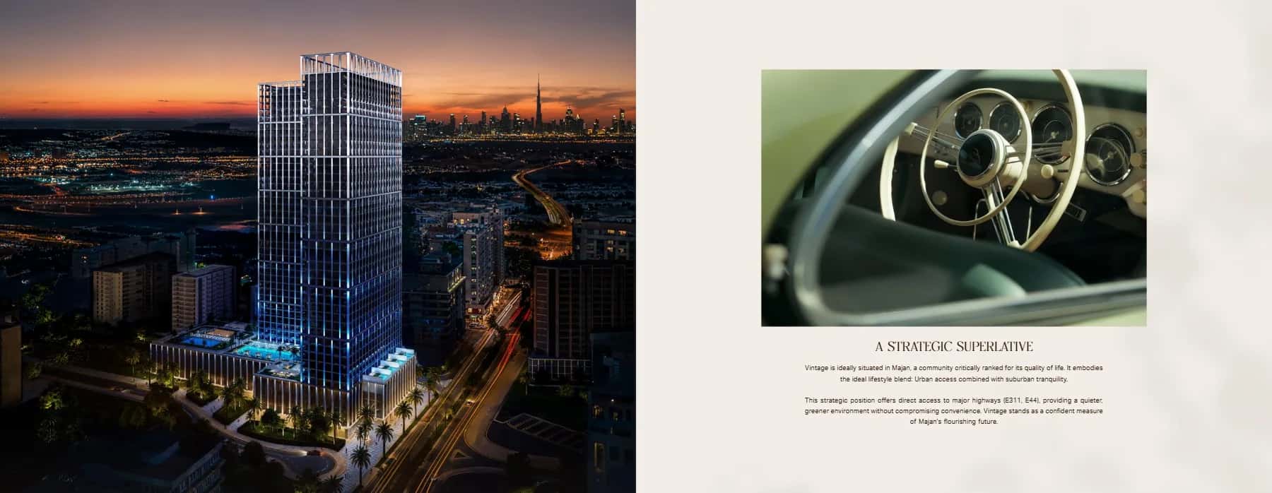 Binghatti Vintage off-plan residential tower under development in Majan, Dubai
