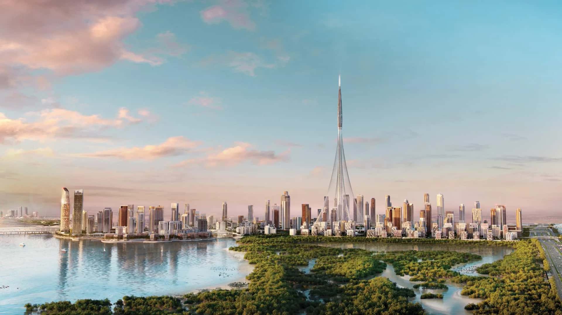 Breeze residential cluster at Creek Beach, Dubai Creek Harbour, with courtyard and low-rise buildings
