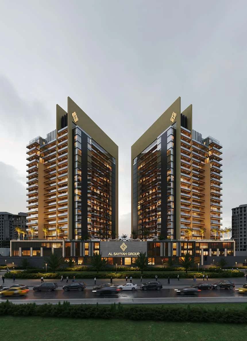 Butterfly Residences off-plan towers in Arjan, Dubai with landscaped pool amenity