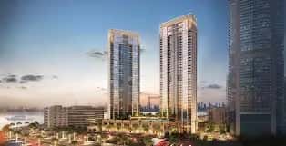 Creekside 18 twin towers on Dubai Creek Harbour waterfront with Creek and Downtown Dubai skyline views