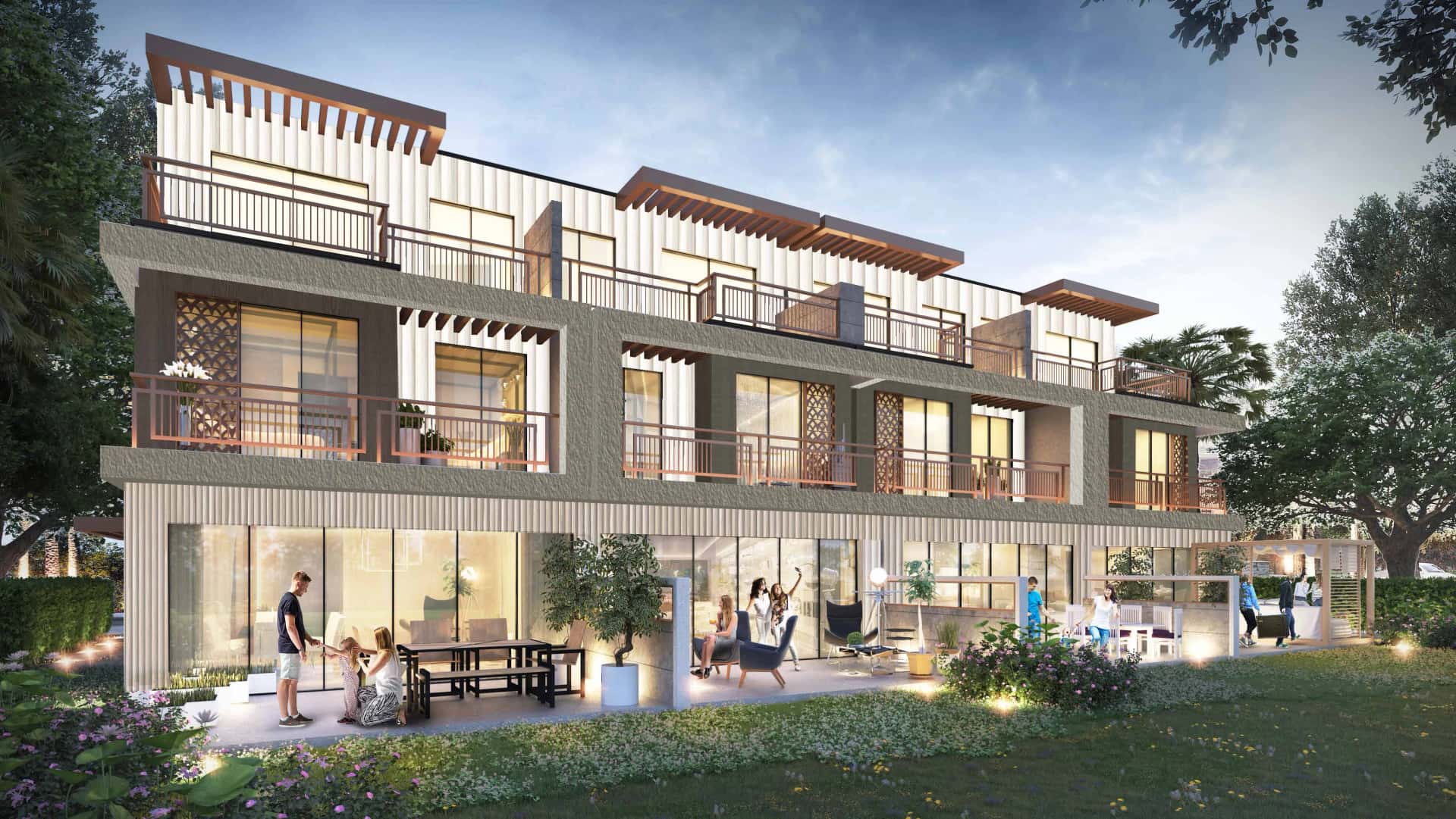 Camelia Villas exterior view with private garden, DAMAC Hills 2, Al Yufrah 2 Dubai