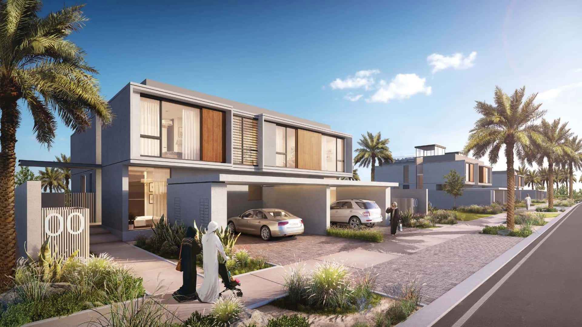 Golf-front villa exterior at Club Villas, Dubai Hills Estate