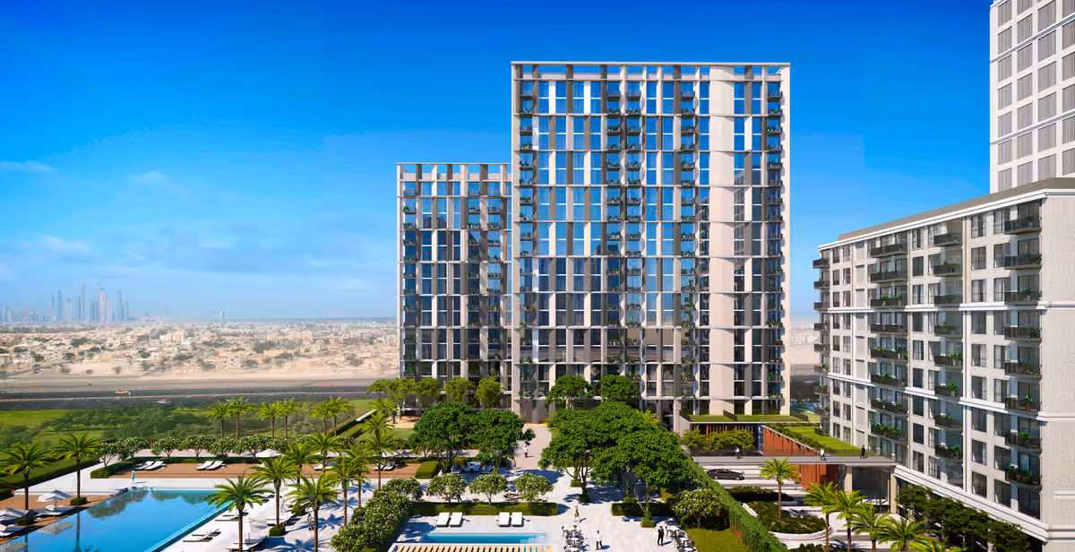 Collective 2.0 twin towers on Dubai Hills Boulevard in Dubai Hills Estate