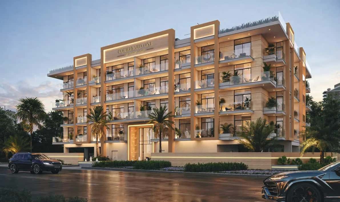 Courtyard One boutique residential building exterior in Dubai South Residential District