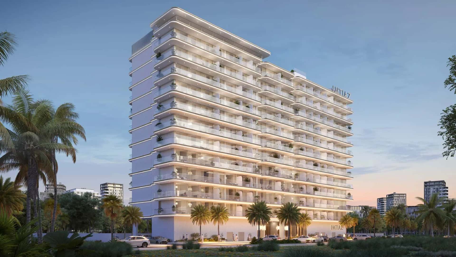 Cove Edition 6 by Imtiaz residential tower with rooftop pool in Dubai Land Residence Complex