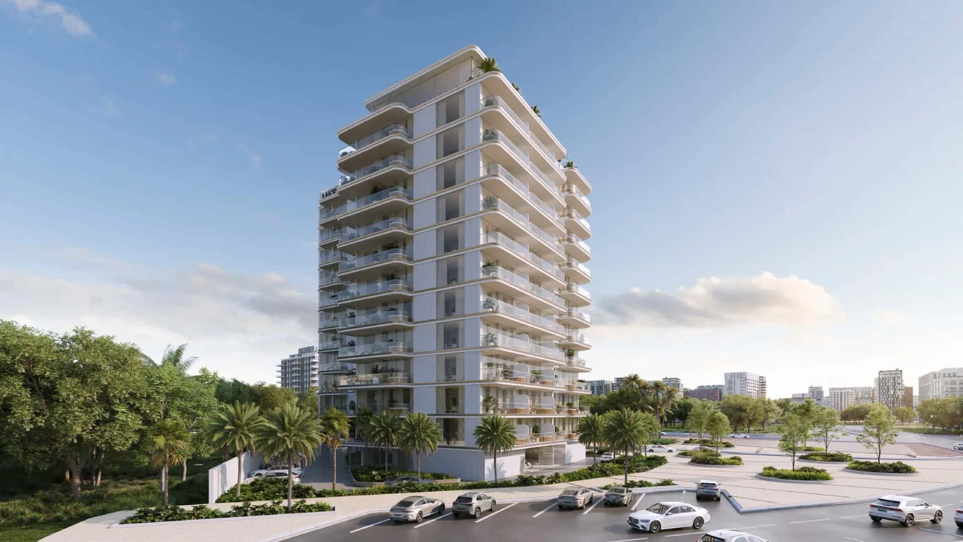 Rooftop infinity pool and skyline view at Cove Edition Residence 5 in Dubailand