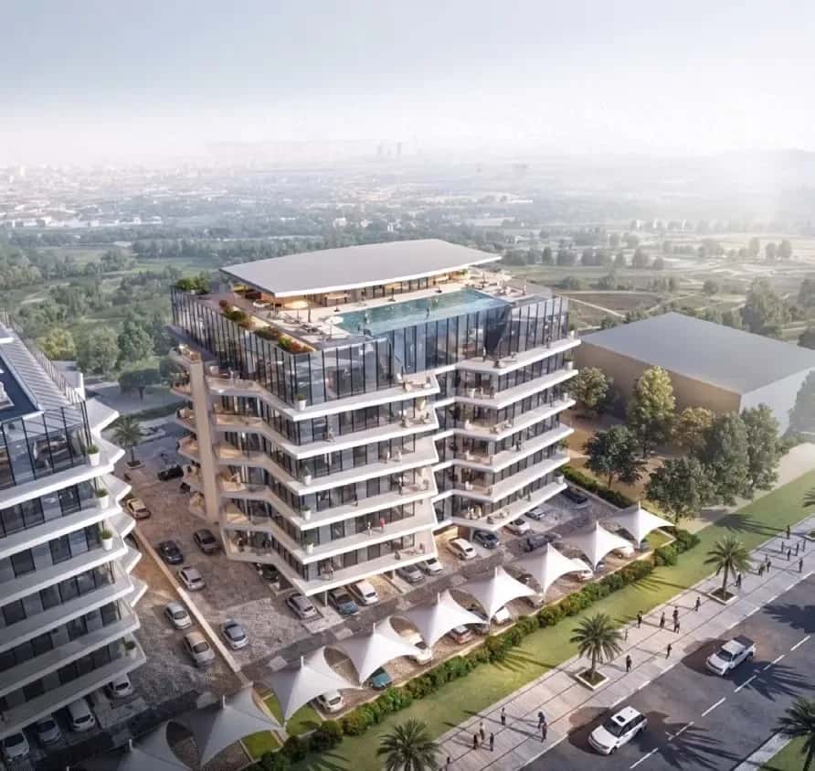 Cresswell Views mid-rise building exterior in Dubai South Residential District