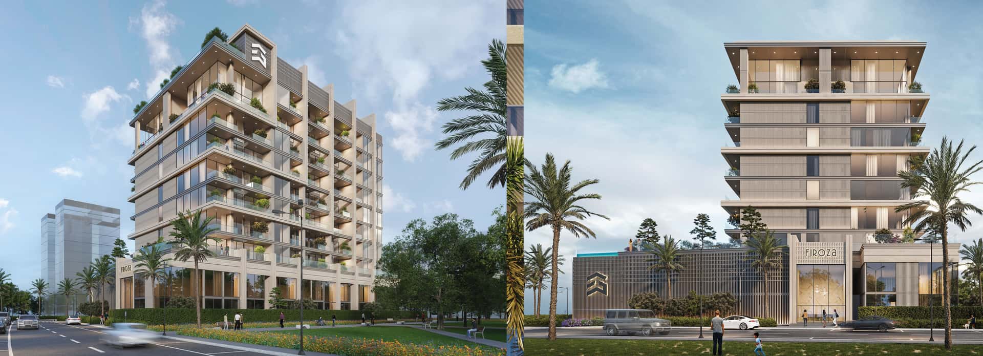 Firoza residential tower on Dubai Islands by Ever Glory — infinity pool and amenity deck with Arabian Gulf backdrop