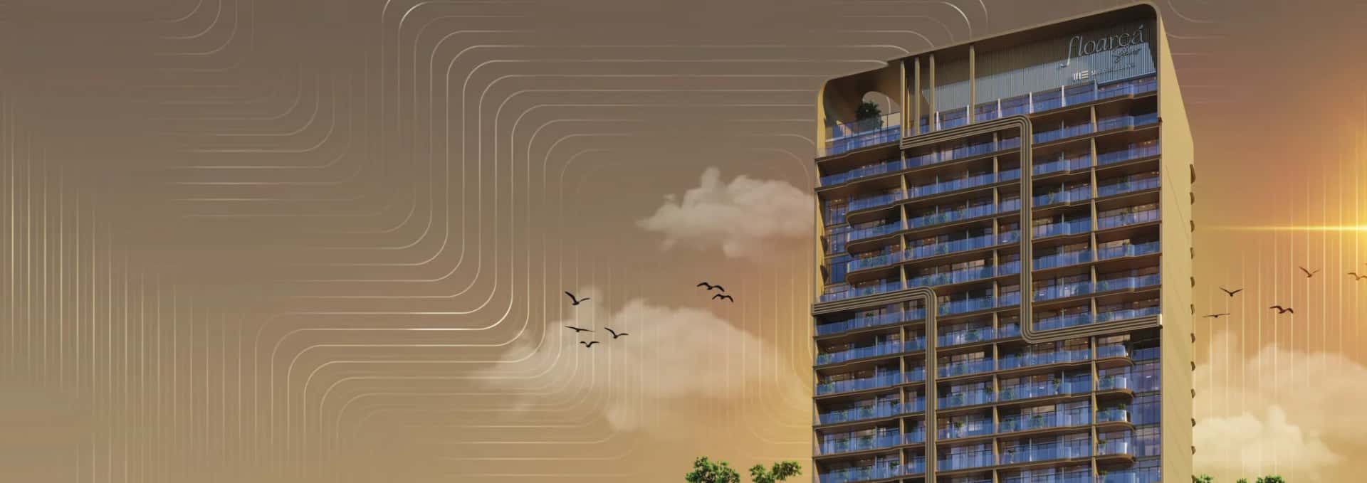 Floarea Skies residential tower elevation in Jumeirah Village Circle, Dubai