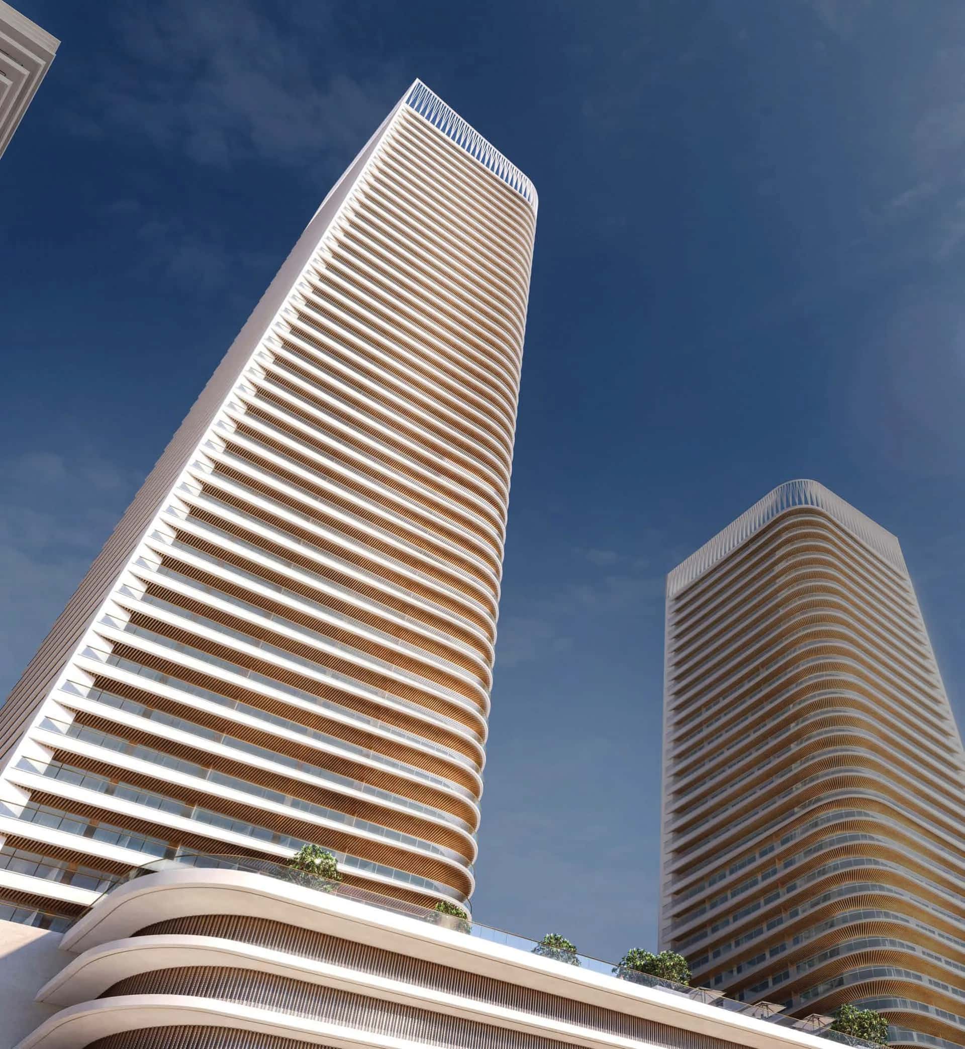 Grand Bleu Tower by Elie Saab at Emaar Beachfront, Dubai Harbour — waterfront residential towers with private beach
