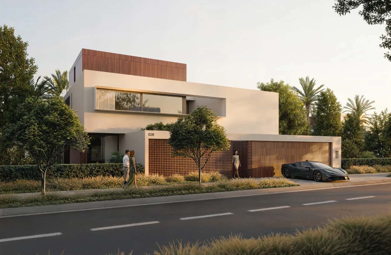 Aerial render of Chevalia Estate five-bedroom villas overlooking polo fields at Grand Polo Club and Resort Dubai