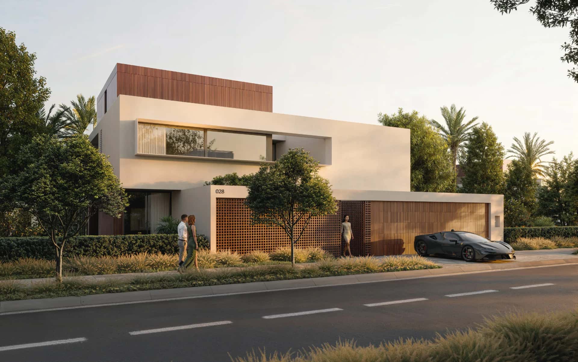 Aerial render of Chevalia Fields villas surrounding the polo fields at Emaar Grand Polo Club & Resort, Dubai