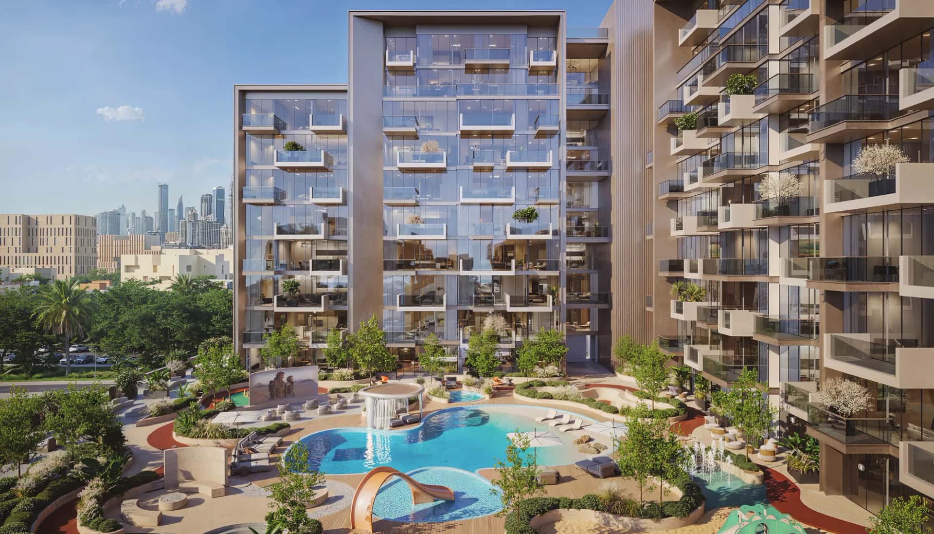 Havelock Residences building exterior in Discovery Gardens, Dubai