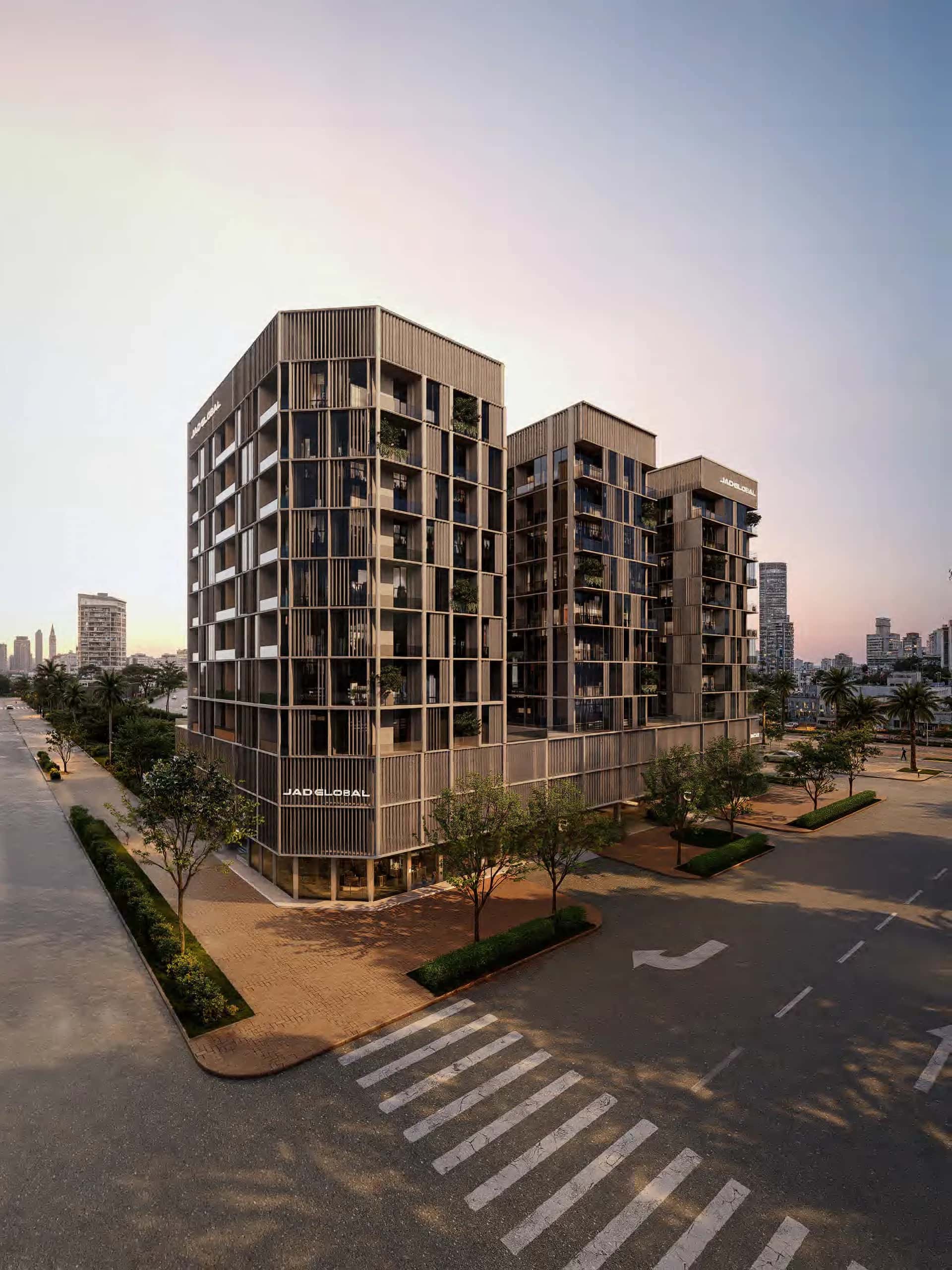 JAD 288 residential development in Jumeirah Garden City, Dubai, three-block wellness apartment complex