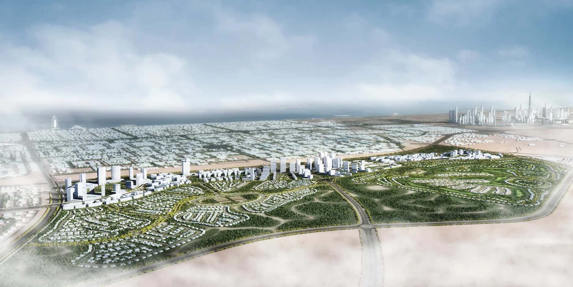 Maple townhouses with tree-lined streets in Dubai Hills Estate