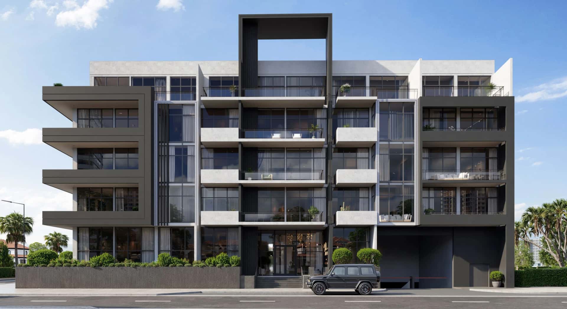 Mi Casa by London Gate, low-rise residential building with neutral facade and balconies in Jumeirah Village Circle, Dubai