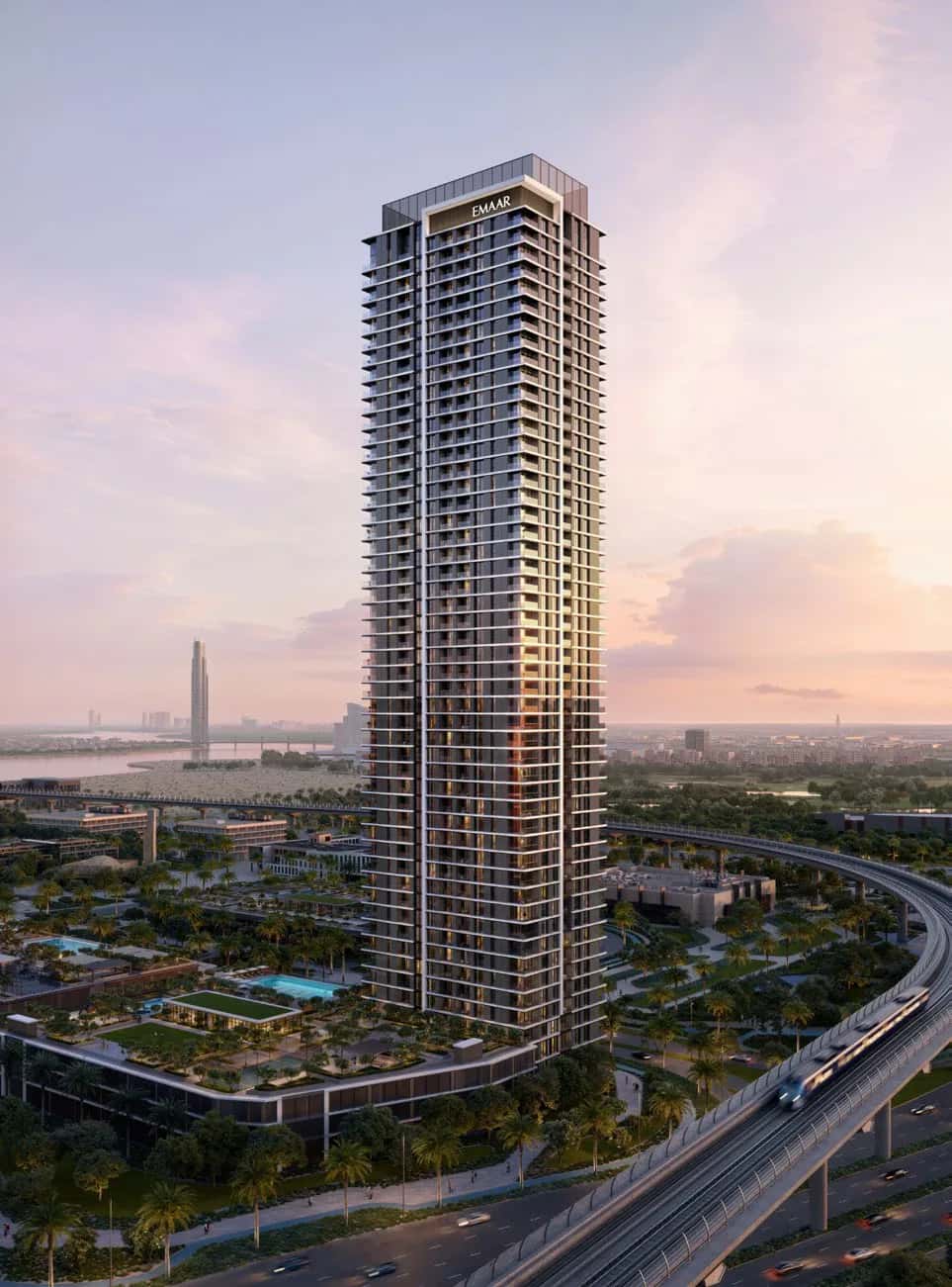 Montiva tower by Vida in Dubai Creek Harbour's Green Gate District, 47-storey residential building with park views