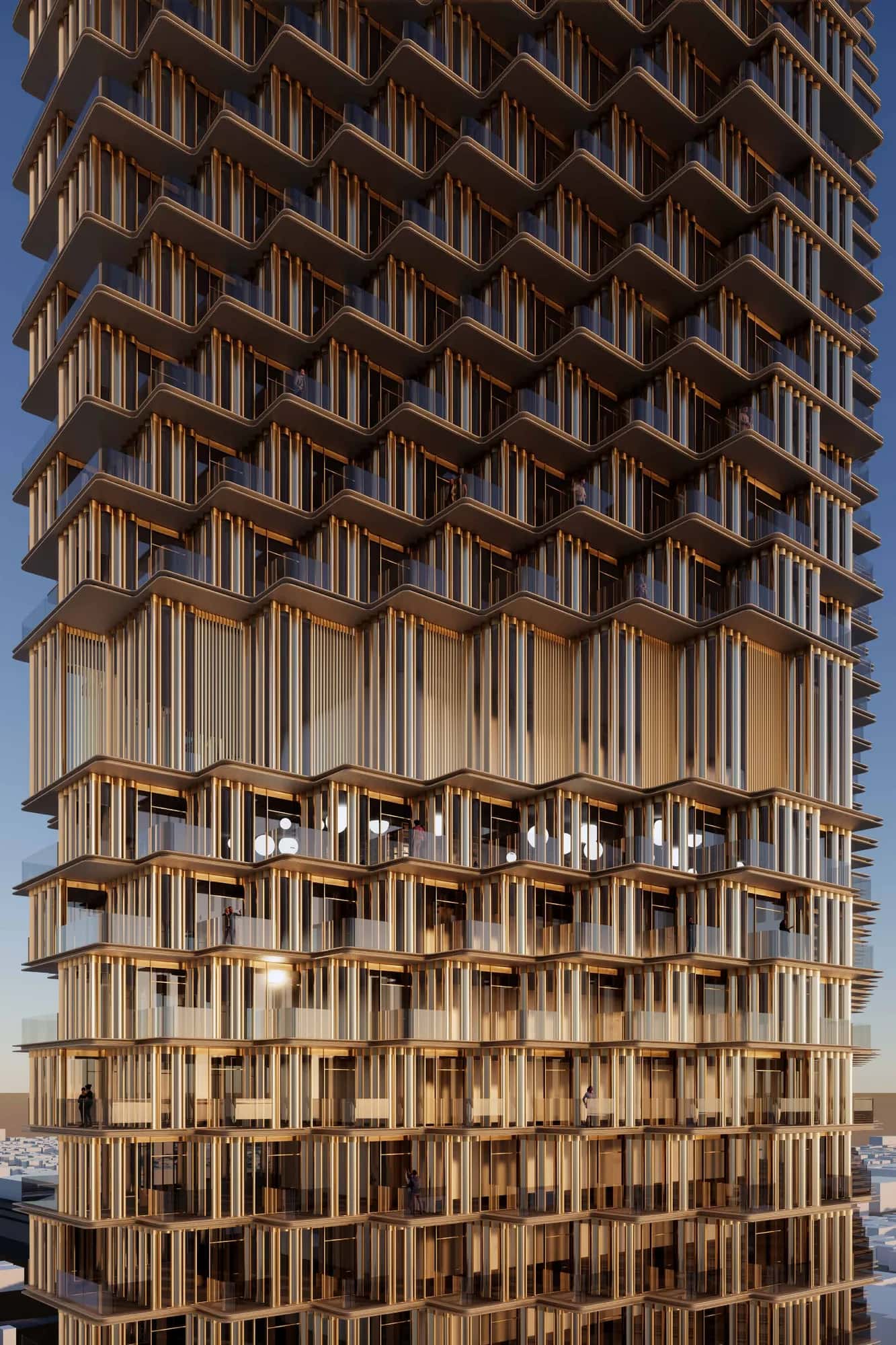 One.B Tower exterior on Sheikh Zayed Road overlooking the Dubai Water Canal