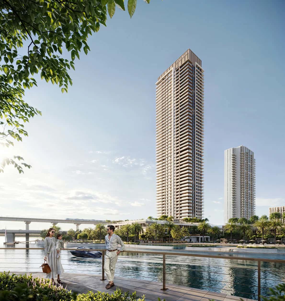 Palace Residences Creek Blue twin towers overlooking Dubai Creek and Central Park, Dubai Creek Harbour