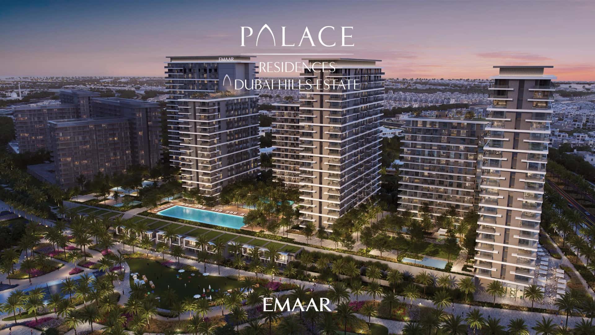 Palace Residences Hillside A tower facade and podium deck in Dubai Hills Estate, Dubai