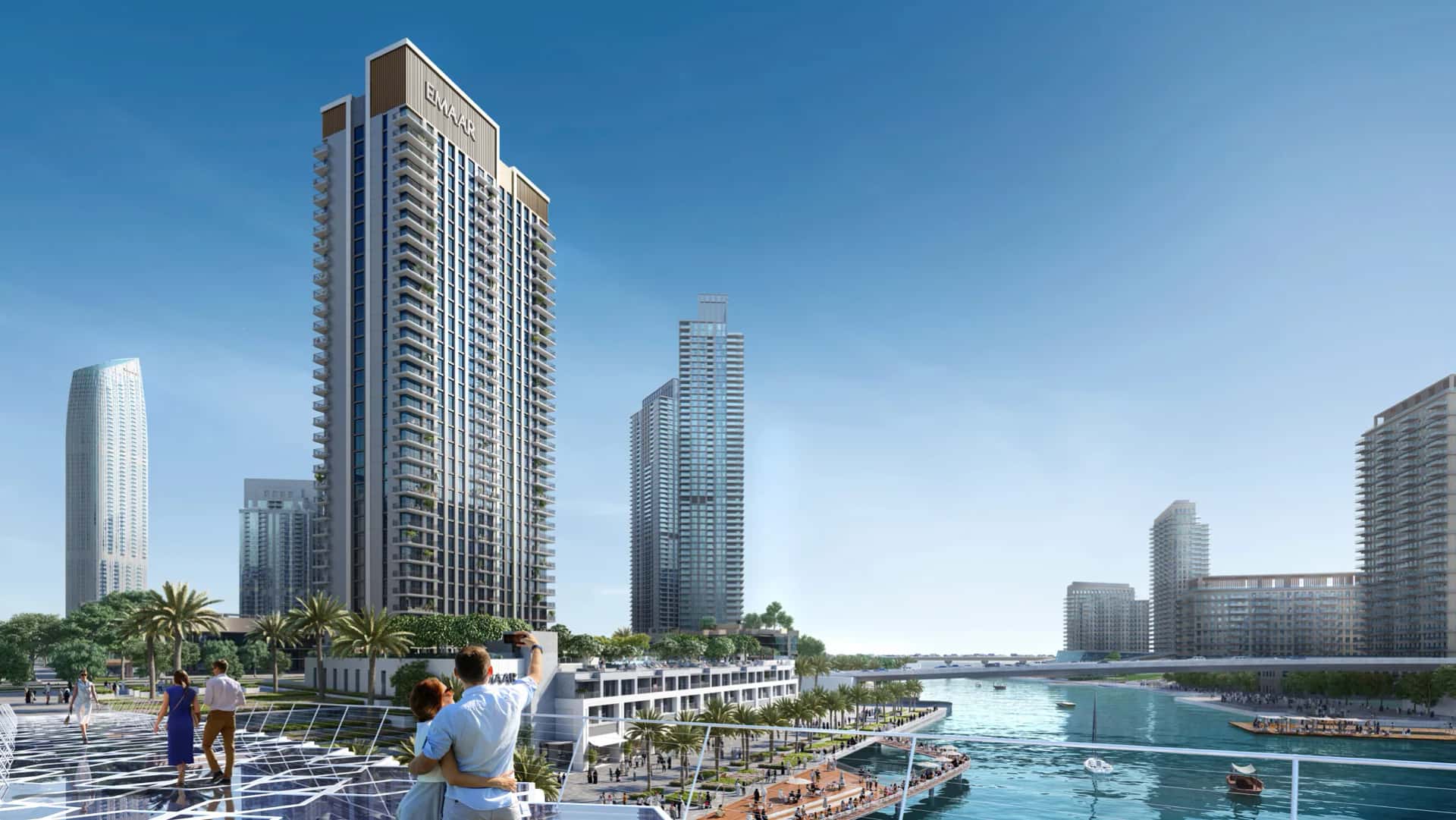 Palace Residences North tower on Creek Island, Dubai Creek Harbour, with Dubai Creek waterfront views