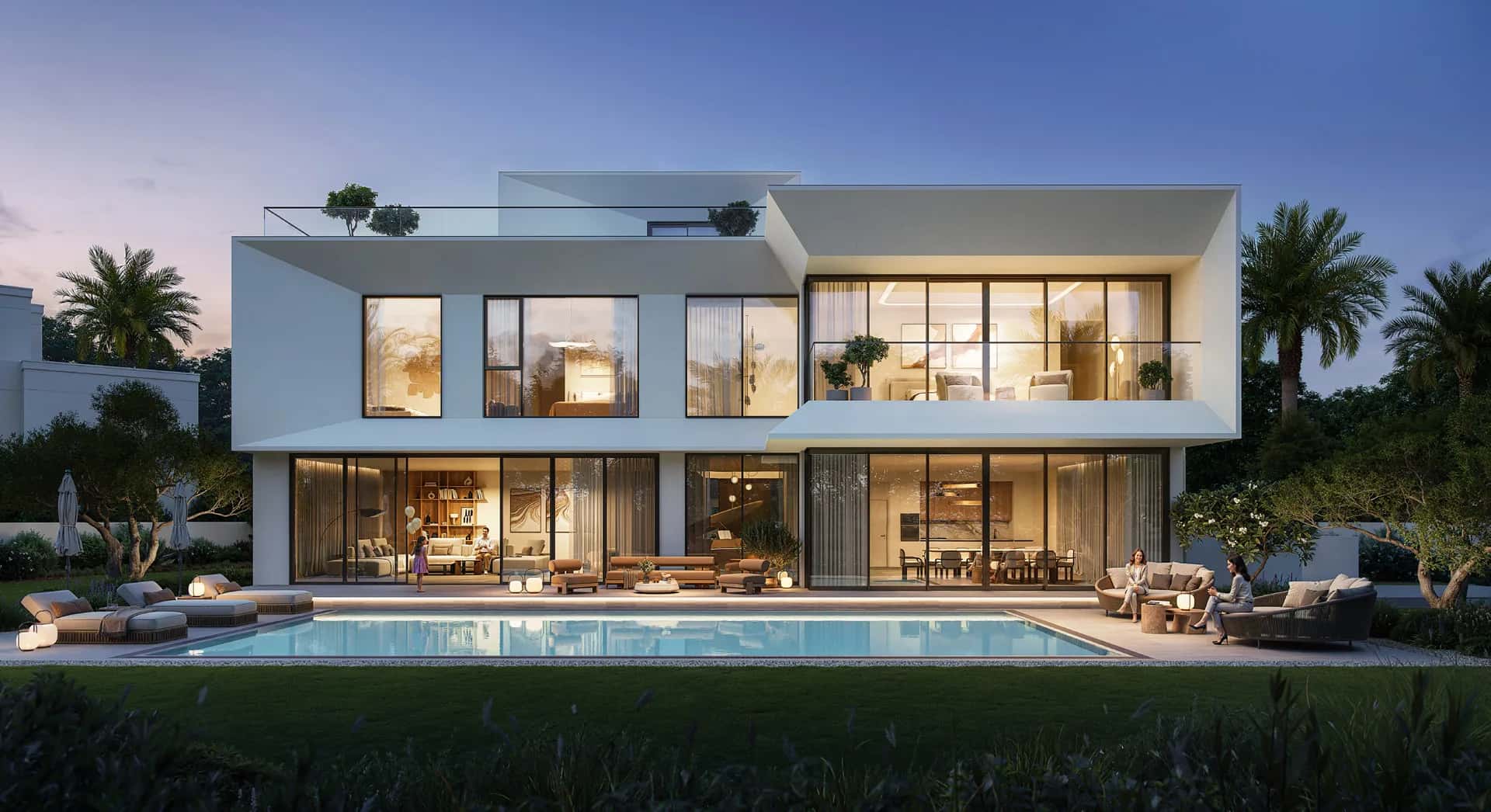 Palace Villas Ostra waterfront villa exterior at The Oasis by Emaar, Dubai