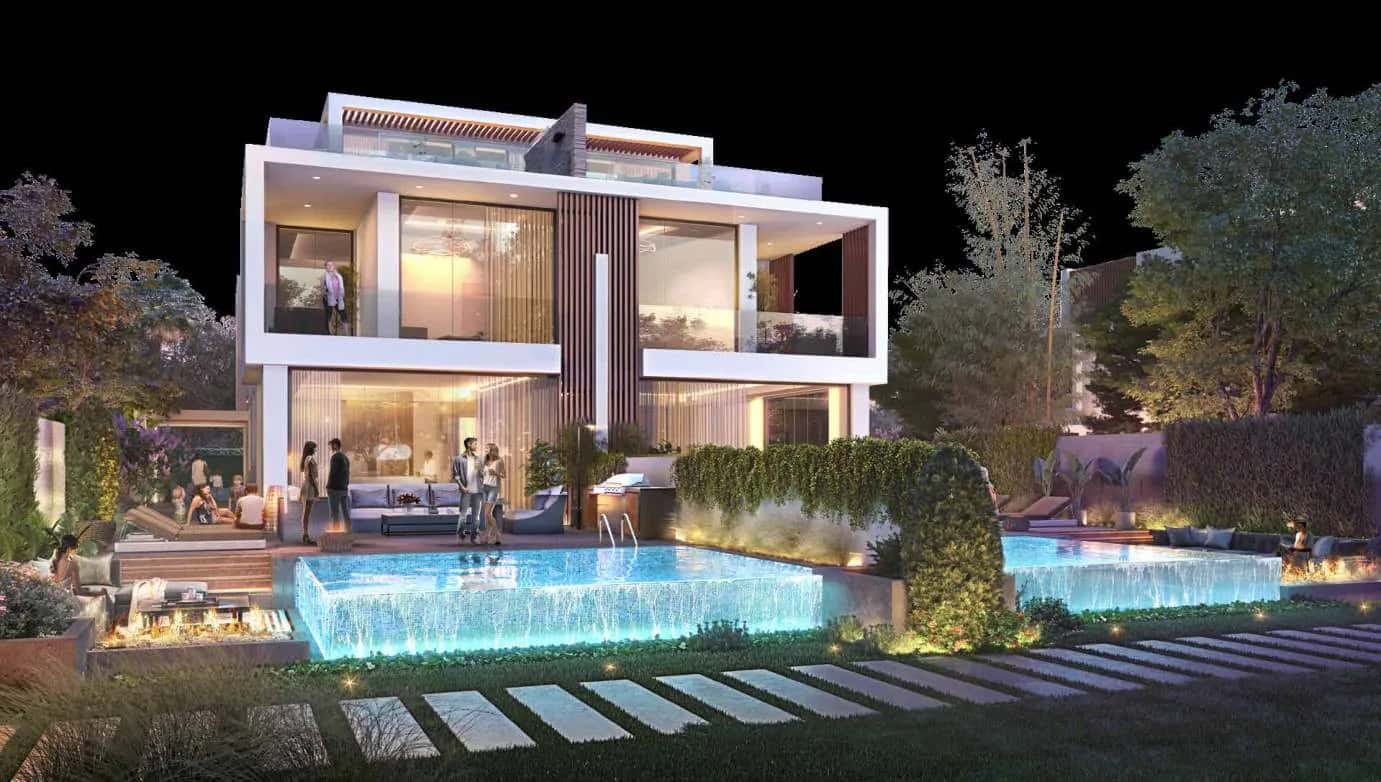Park Greens twin villas with landscaped garden fronting the Damac Hills 2 community park