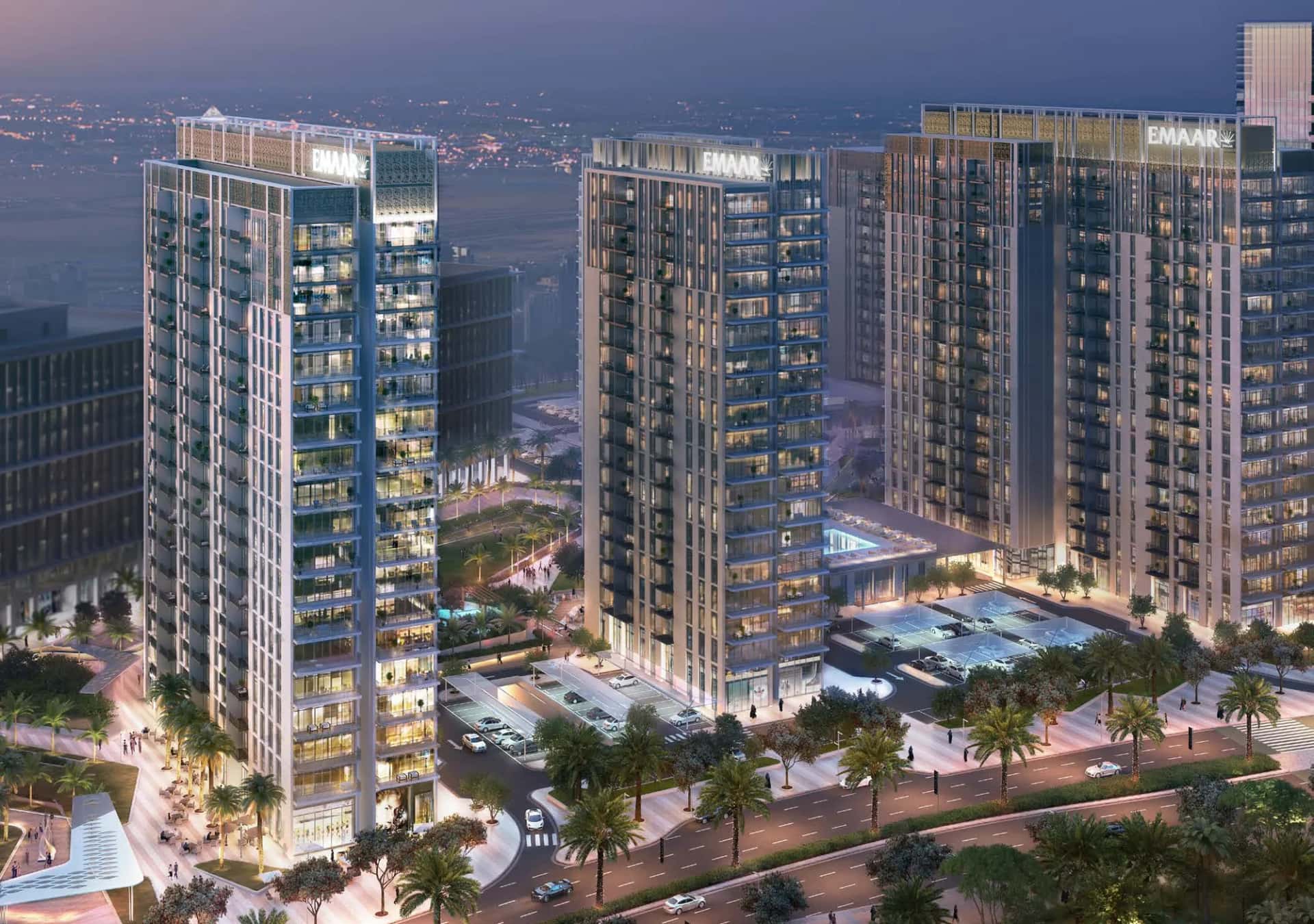 Park Heights I residential tower exterior in Dubai Hills Estate, Mohammed Bin Rashid City
