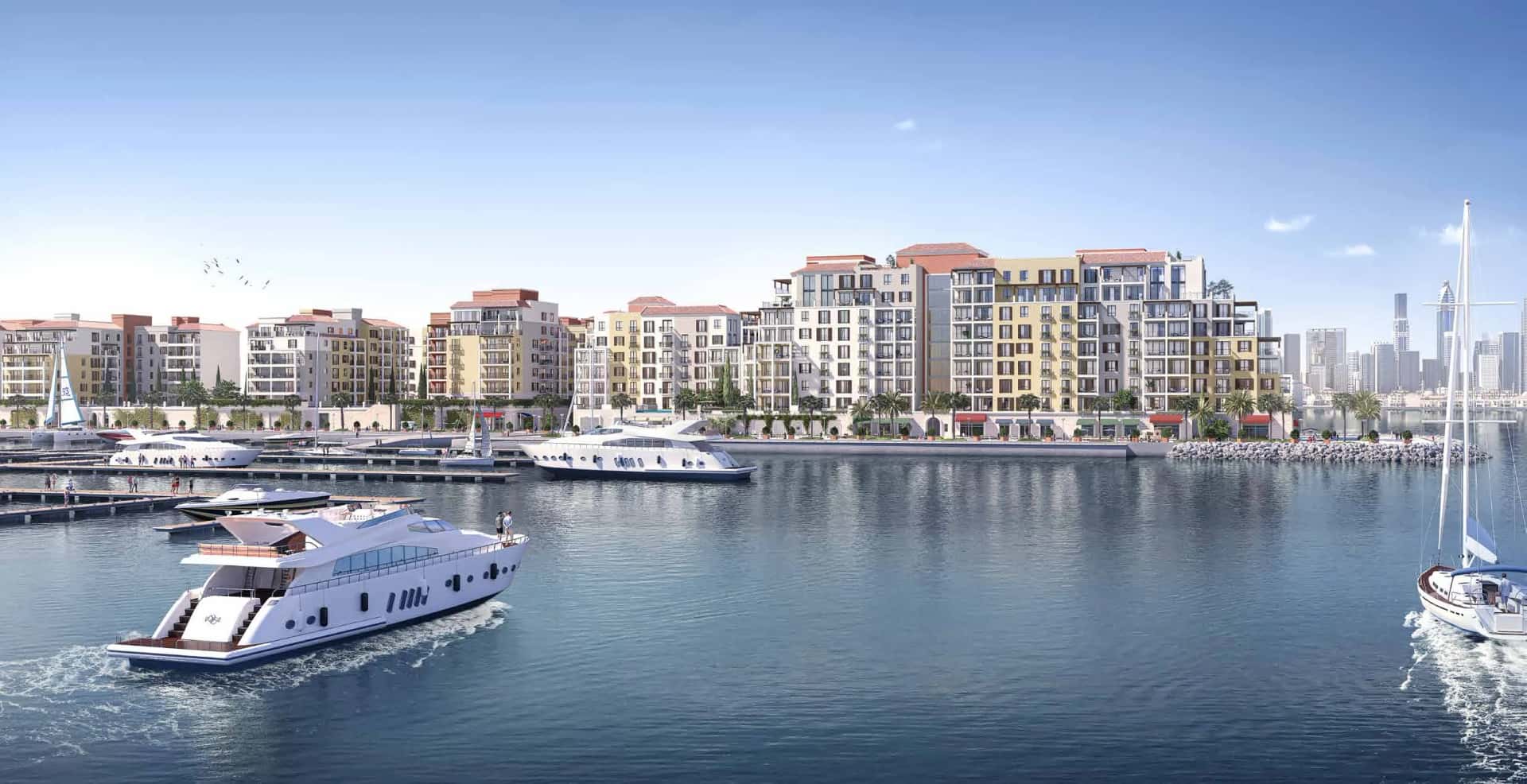 Le Soleil at Port de La Mer by Meraas — waterfront apartment buildings on Jumeirah 1 island with open-sea views
