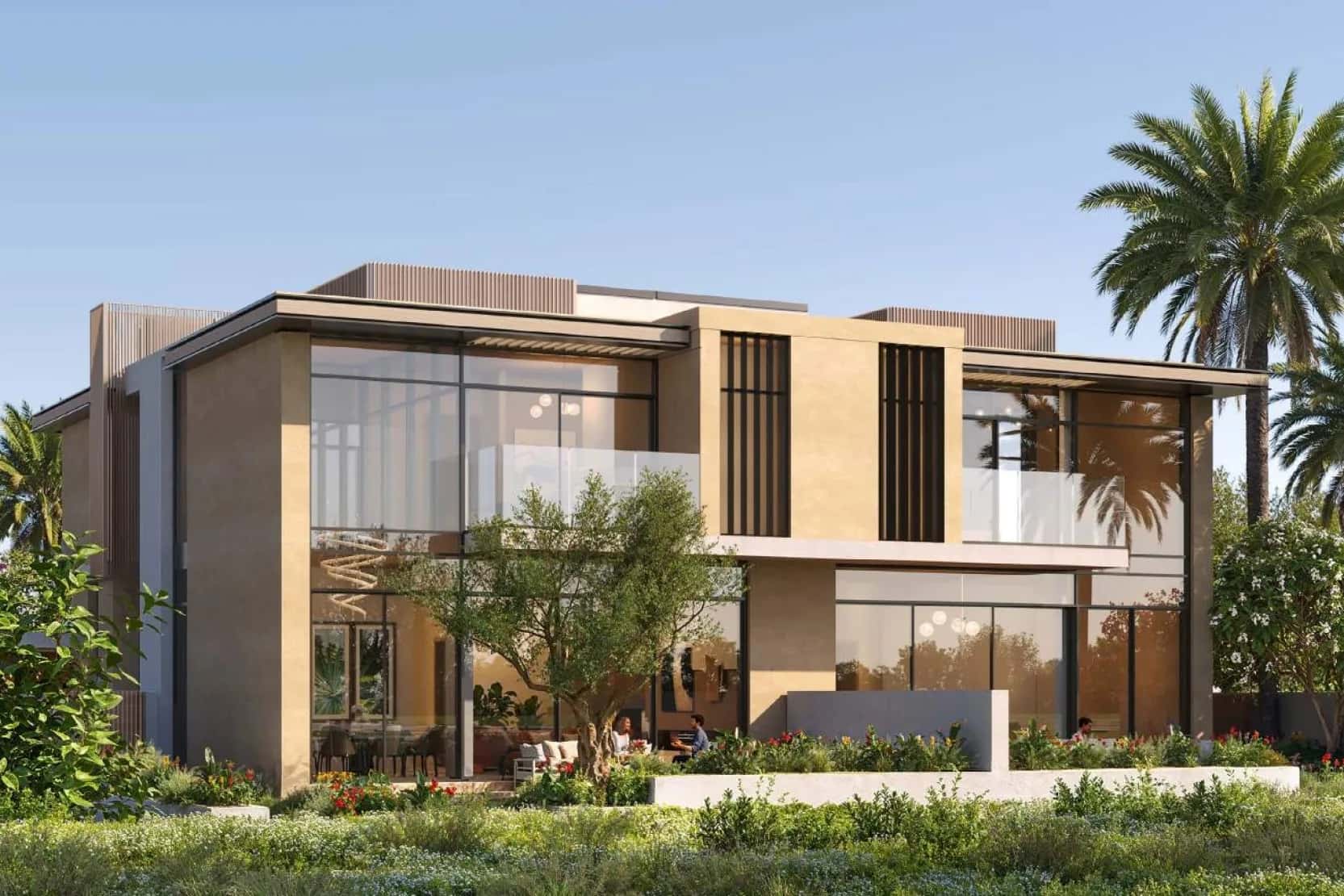Exterior view of a 4-bedroom semi-detached villa at Raiha, Waada, Dubai South