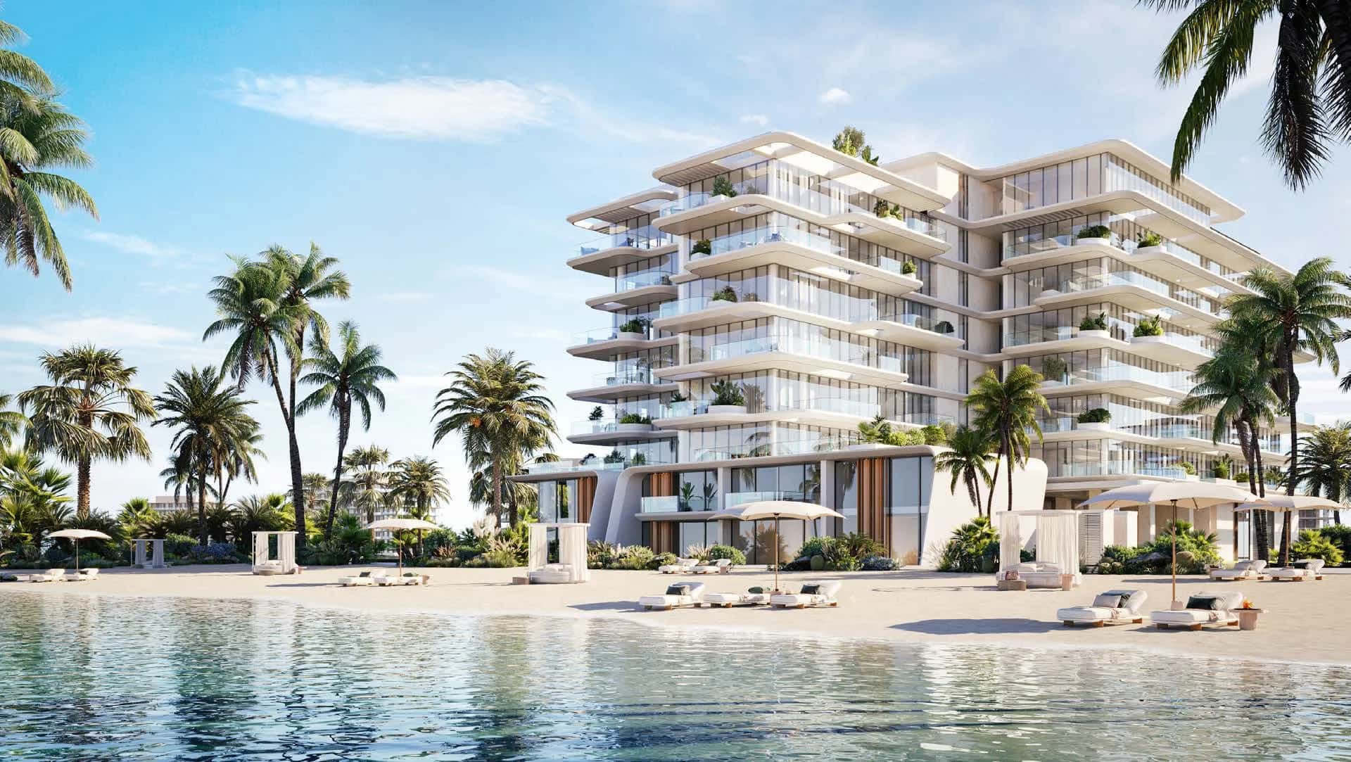 Rena residential building on Palm Deira with beachfront townhouses and sea-view apartments