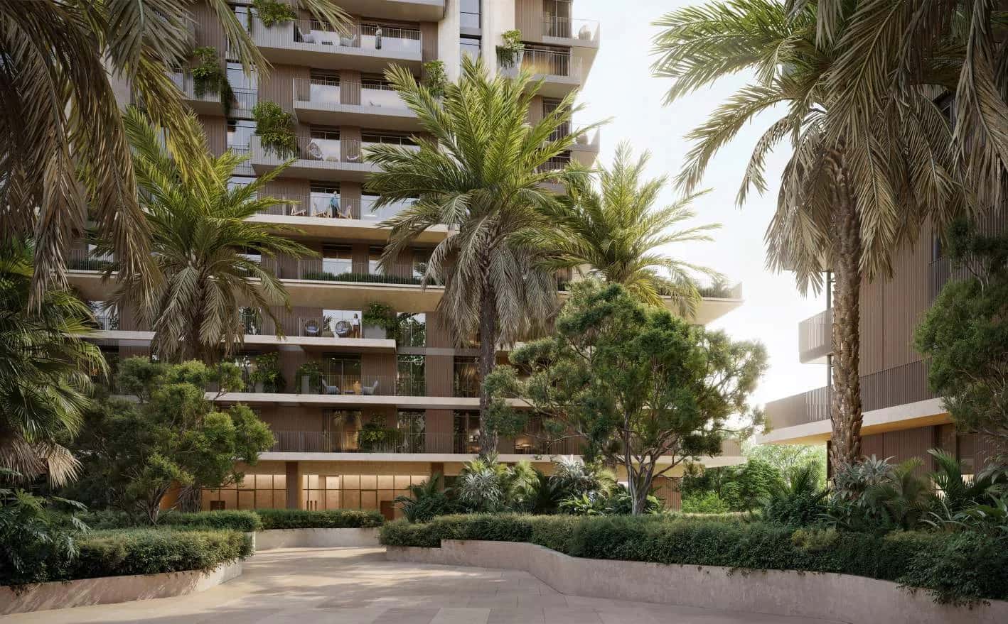Cyan and Neon towers at Rise by Athlon 2 in Dubailand, featuring green podium and active wellness loops