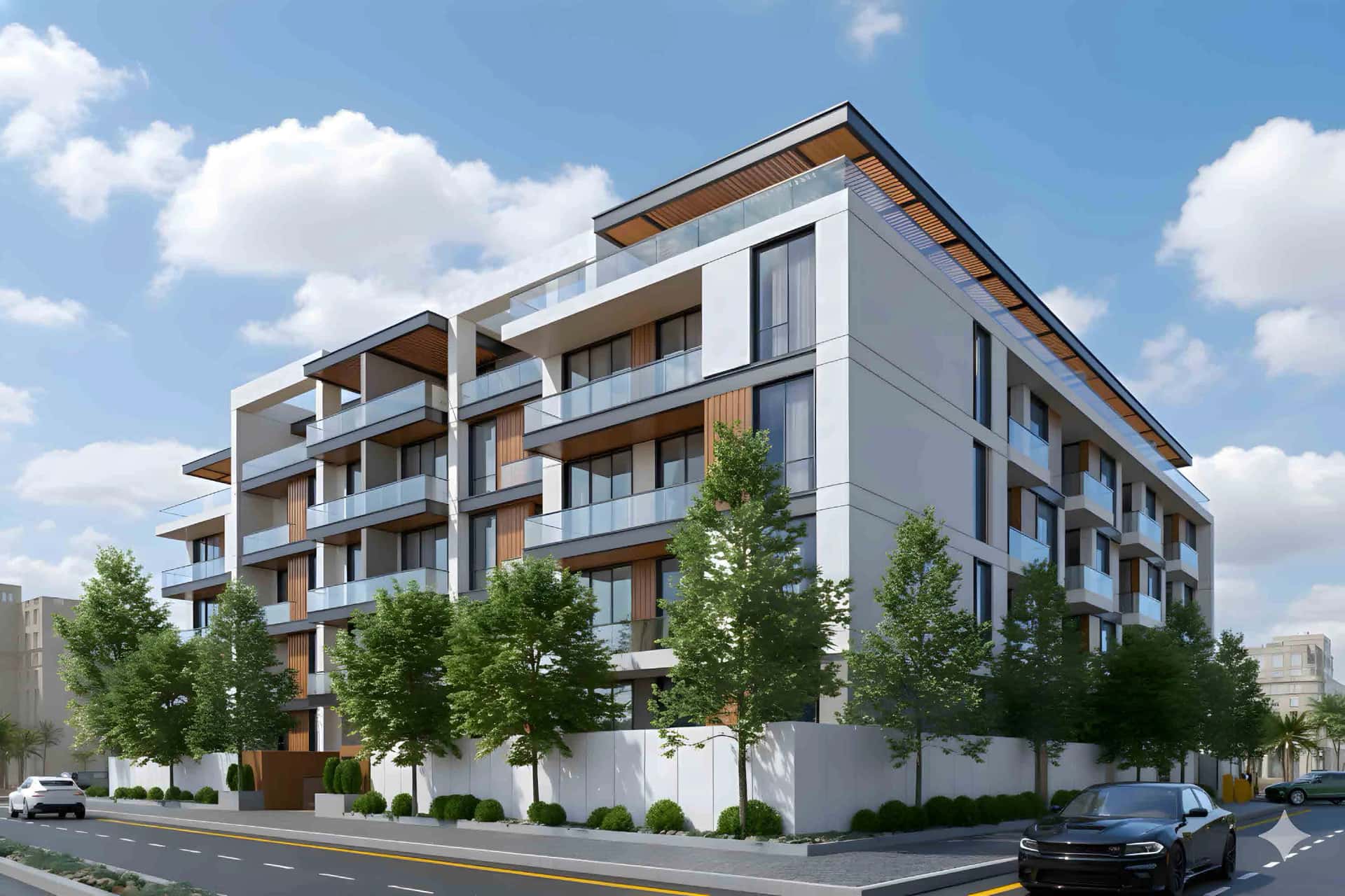 Rose Gardens 2 low-rise residential building exterior in Jumeirah Village Circle, Dubai