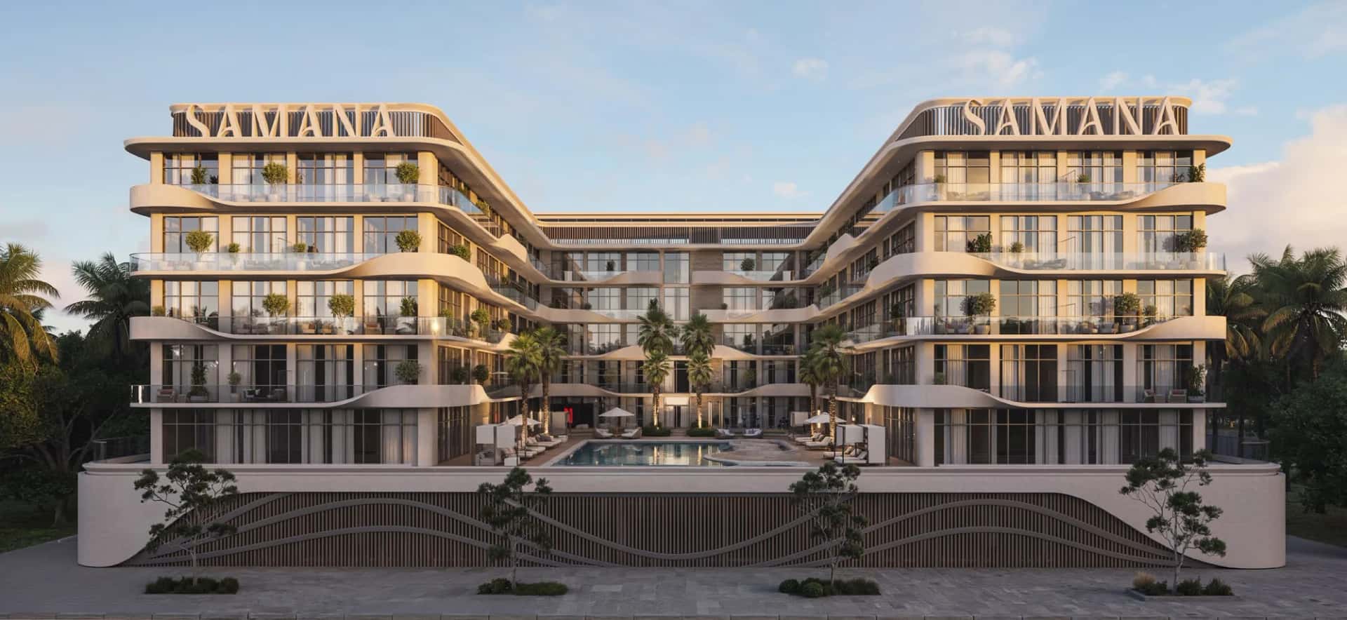 Exterior facade of Samana Hills South 3 low-rise residential building in Dubai South