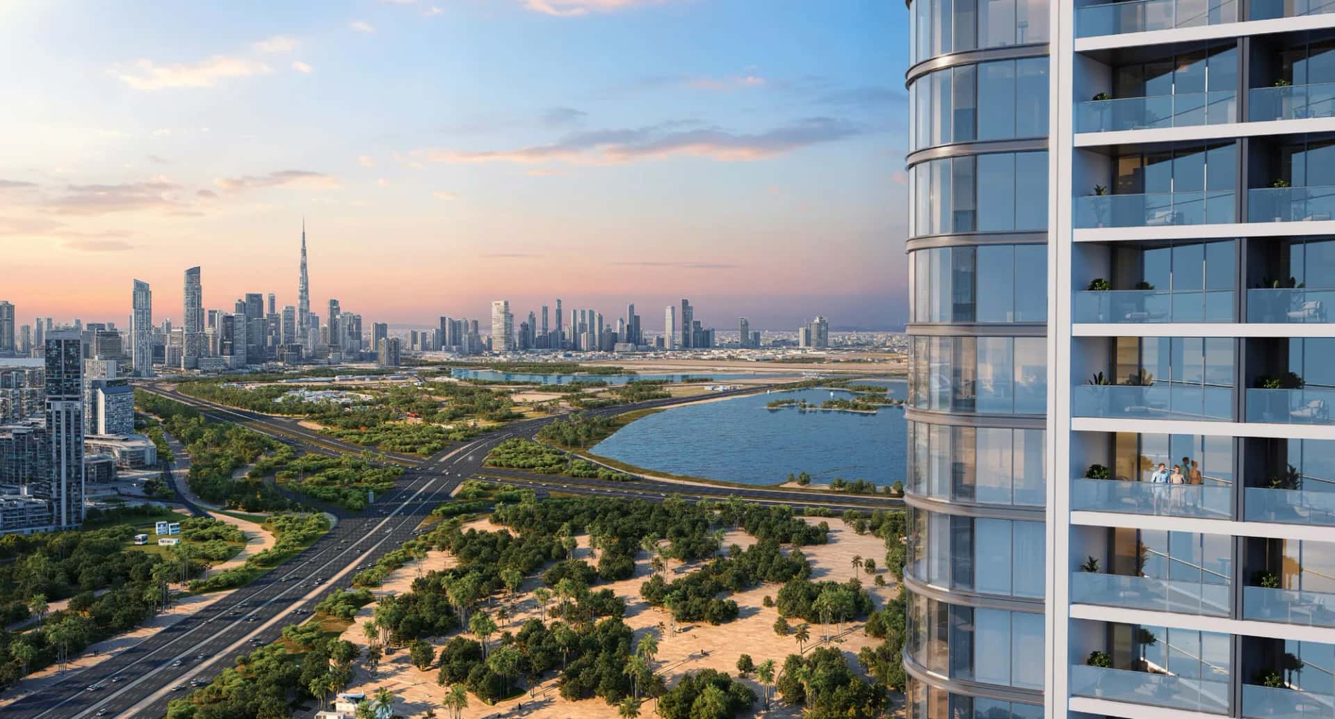 Skyvue towers by Sobha Realty in Sobha Hartland II with zig-zag facade design