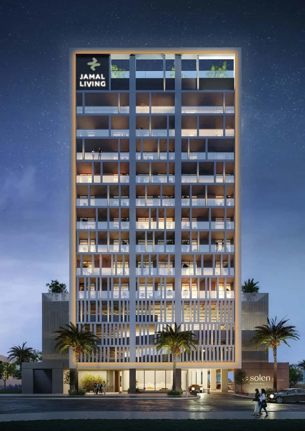 Solen Residence exterior facade in Dubai Silicon Oasis by Jamal Living