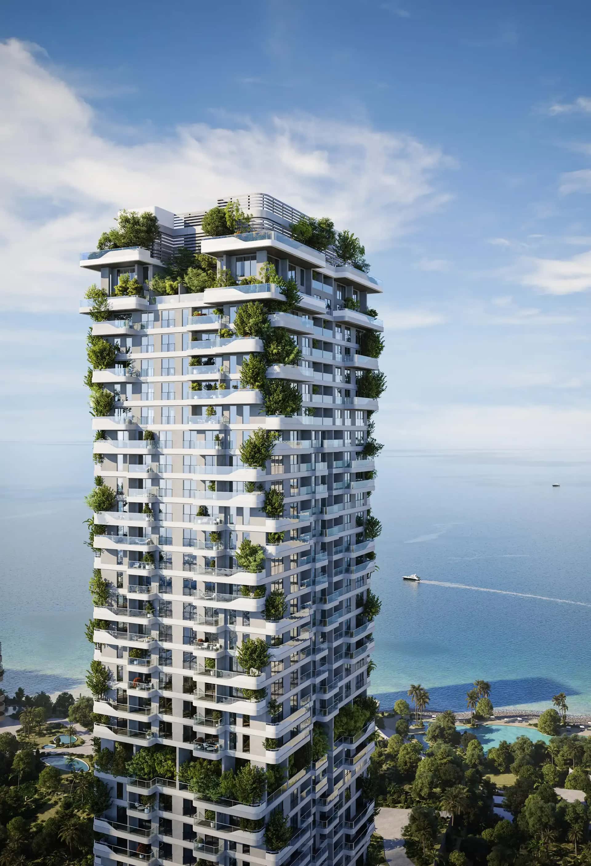 Talea residential tower with green terraces in Dubai Maritime City's Forest district