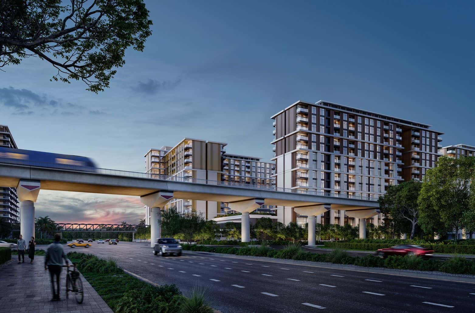 Terra Heights Expo Living by Emaar — four mid-rise residential buildings with landscaped courtyards in Dubai World Central