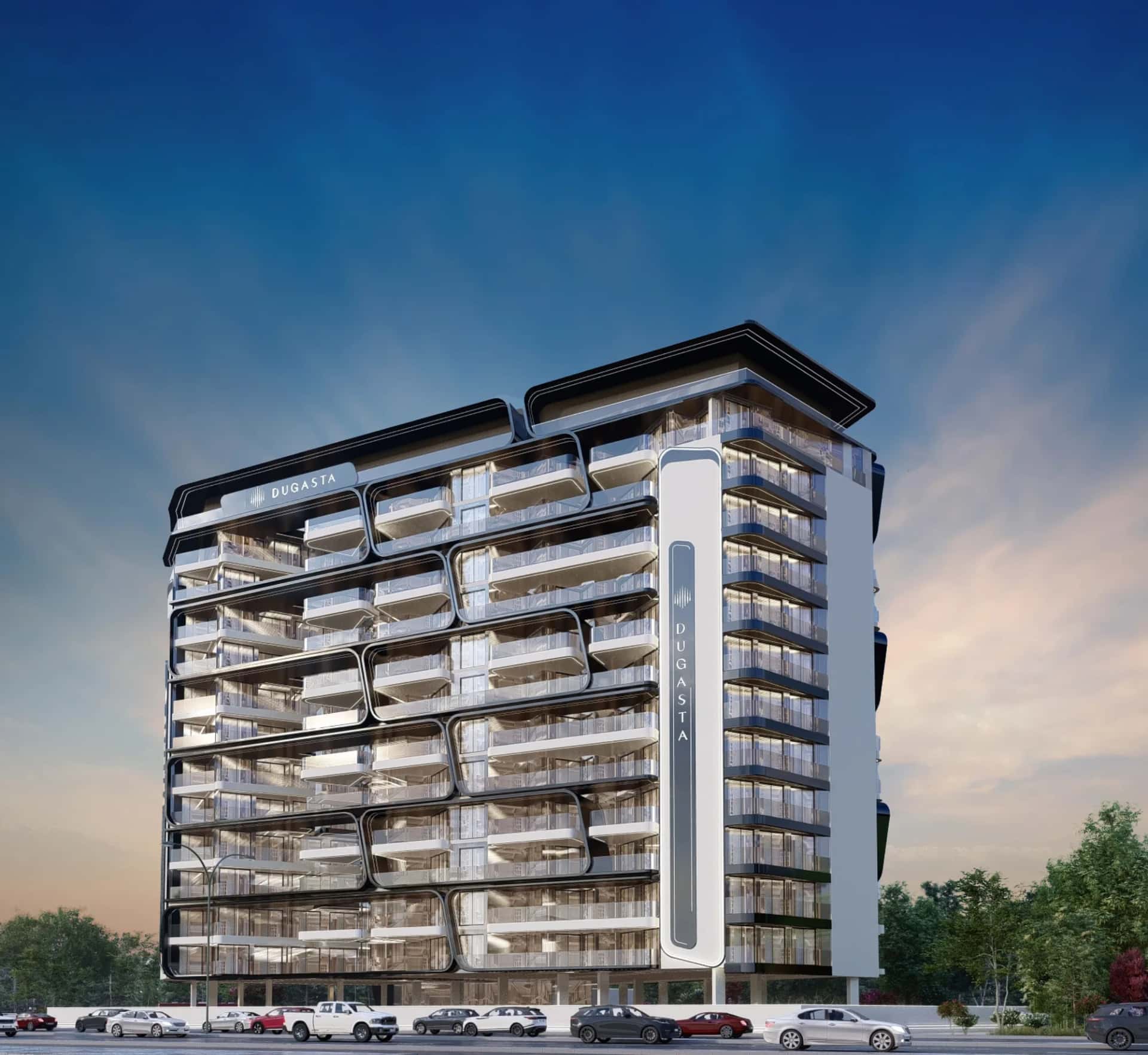 Terra Tower exterior render, a residential tower in Dubai Land Residence Complex, Dubailand