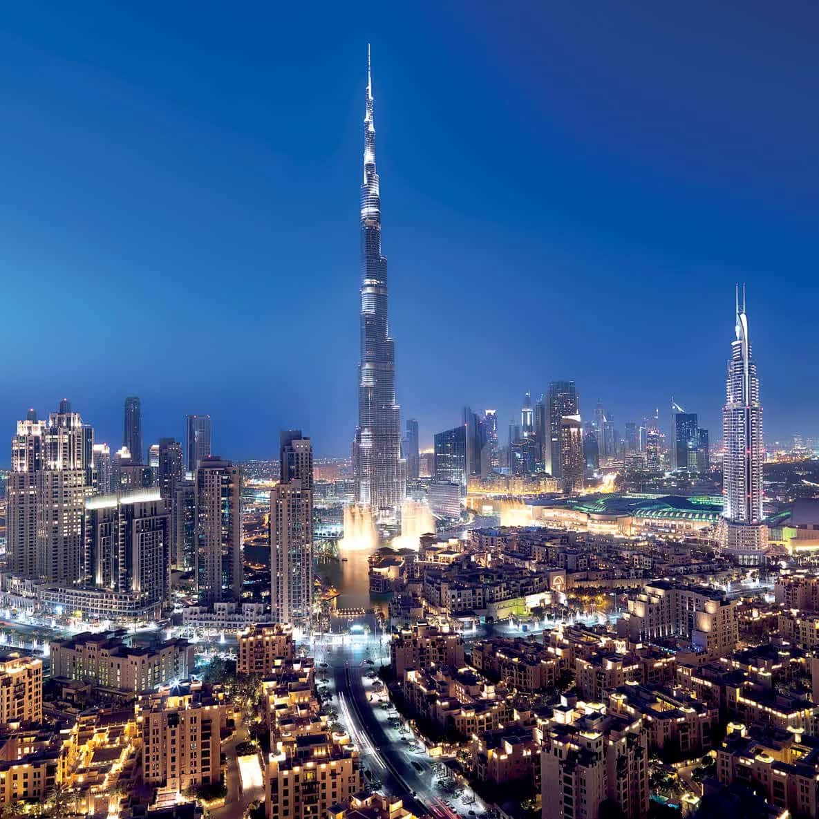The Address Residence Sky View twin towers with Sky Deck infinity pool over Downtown Dubai